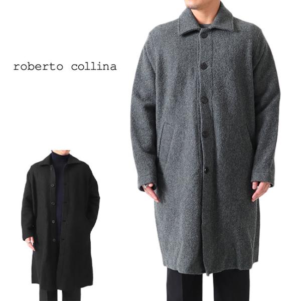 [SALE] Roberto Collina ロベルトコリーナ ウール ブークレ ステンカラーコート...