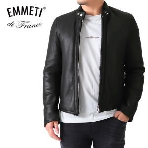 [干場義雅モデル] EMMETI エンメティ H MOUTON アッカ ムートン シングルライダース ナッパレザージャケット 黒 ボア メンズ｜golden-state