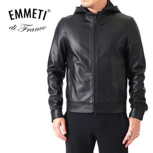 EMMETI エンメティ JURI HOODIE ユリ フード付き レザージャケット 黒 シングルライダース メンズ｜golden-state