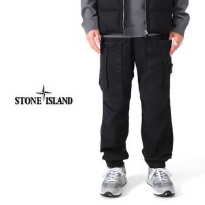 Stone Island ストーンアイランド ロゴパッチ ガーメントダイ イージー ルーズ カーゴパンツ 7915322L1 黒 メンズ｜golden-state