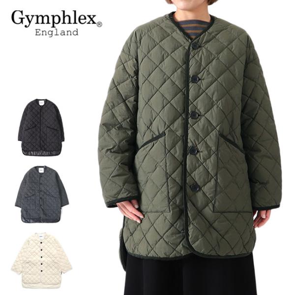 GYMPHLEX ジムフレックス ダイヤキルトダウン Vネック カラーレスコート GY-A0056 ...