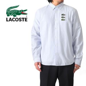 LACOSTE ラコステ ビッグロゴ ストライプ ボタンダウンシャツ オックスフォードシャツ CH5896 長袖シャツ メンズ｜golden-state