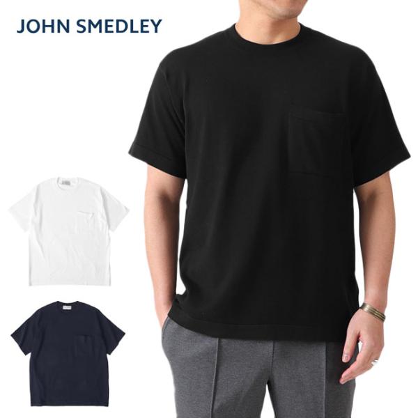 JOHN SMEDLEY ジョンスメドレー 24G 胸ポケット ニットTシャツ S4509 半袖Tシ...