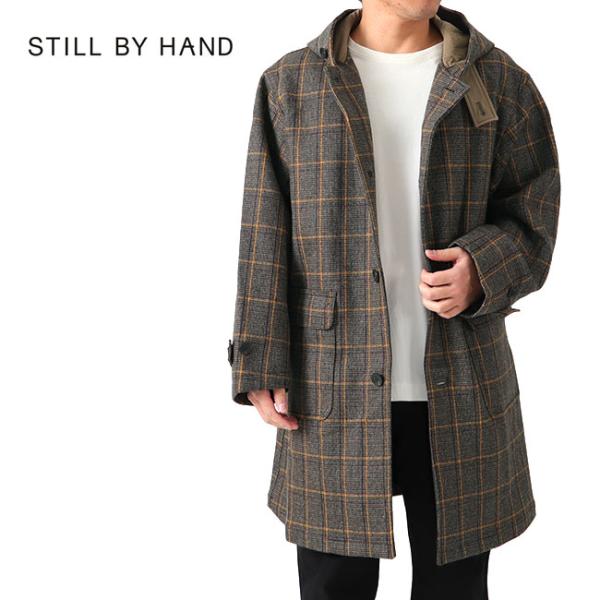 Still By Hand スティルバイハンド ツイードライク チェック フードコート CO0394...