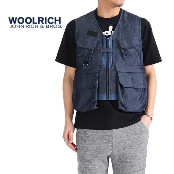 Woolrich ウールリッチ キャンバス デニム ハンティングベスト NOGIL1915 ジレ メ...