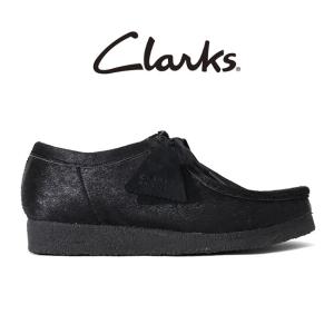 CLARKS クラークス Wallabee Hair On ワラビー ヘアーオン レザー モカシンシューズ 26174031 黒 スニーカー メンズ｜golden-state