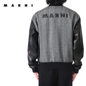 MARNI マルニ ヘリンボーンウール レザー スタジャン JUMU0138S1 UTWA12 バーシティジャケット メンズ｜golden-state