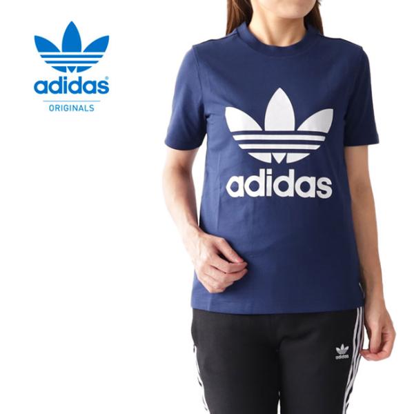 adidas アディダスオリジナルス スリムフィット トレフォイルロゴTシャツ 半袖Tシャツ レディ...