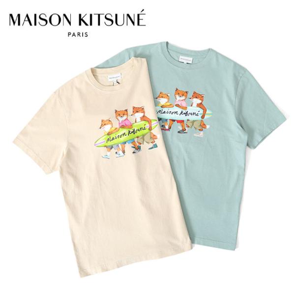 MAISON KITSUNE メゾンキツネ サーフィン フォックス パステル TシャツMM00120...