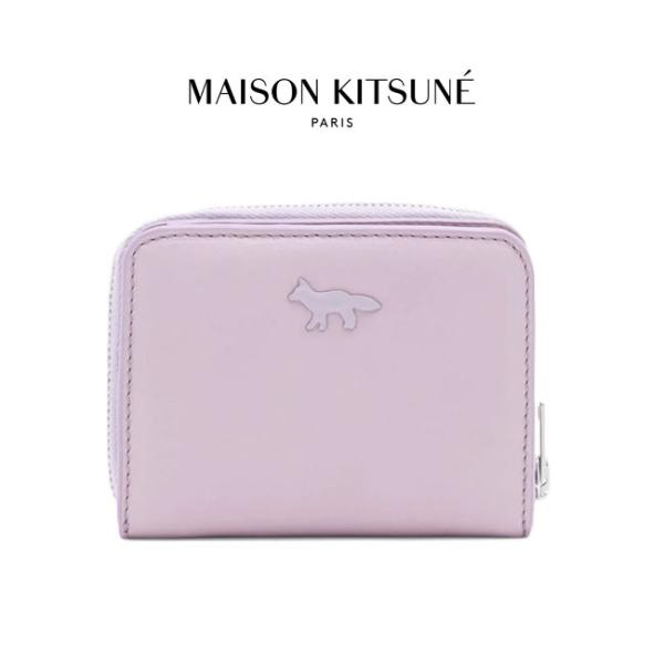 MAISON KITSUNE メゾンキツネ フォックスロゴ レザー ジップウォレット MW05346...