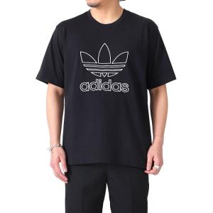 adidas アディダスオリジナルス アウトライン トレフォイルロゴ Tシャツ IU2347 黒 半袖Tシャツ メンズ