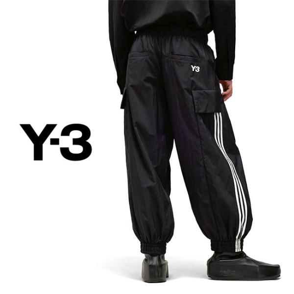 Y-3 ワイスリー ベルト付き リップストップナイロンパンツ IW7498 黒 ワイドパンツ メンズ