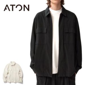 ATON エイトン ウール サキソニー ノーカラー ジャケット JK AG