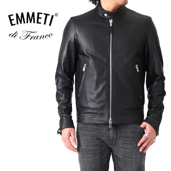 EMMETI エンメティMASSIMO マッシモ カーフレザー シングルライダースジャケット レザー...