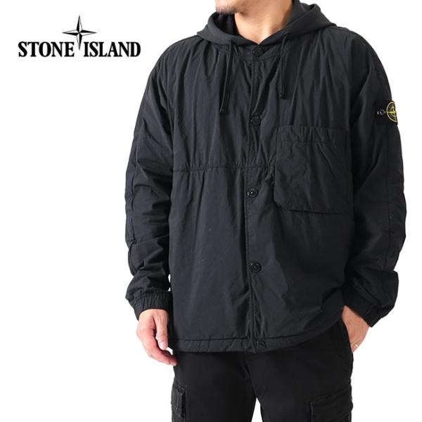Stone Island ストーンアイランド ガーメントダイ ロゴパッチ フード付き ライトジャケッ...