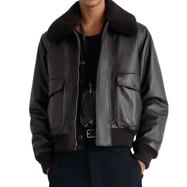 LEMAIRE ルメール シープスキンファー付き レザージャケット OW1171 LL0145 メン...