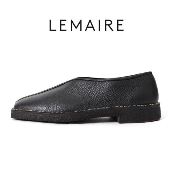 LEMAIRE ルメール PIPED CREPE SLIPPERS スクエアトゥ レザースリッポン ...