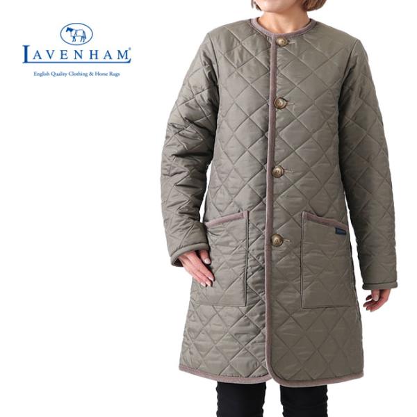 LAVENHAM ラベンハム ロングライン ファーライニング カラーレス キルティングコート SLJ...
