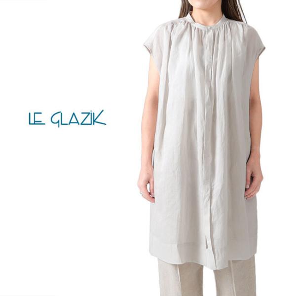 [SALE] LE GLAZIK ルグラジック ラミー ノースリーブ シャツワンピース JL-379...
