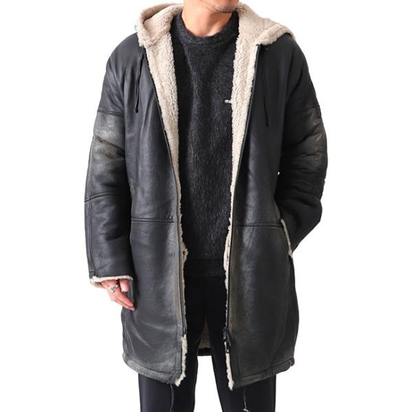 [SALE] GIORGIO BRATO ジョルジオブラット ラムレザー フーデッド ムートンコート...