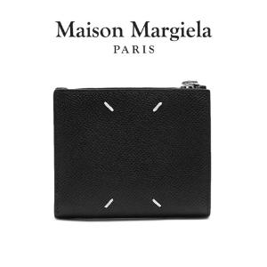 Maison Margiela ブラックレザー折りたたみ財布 MM6 MAISON MARGIELA エムエムシックス メゾン マルジェラ