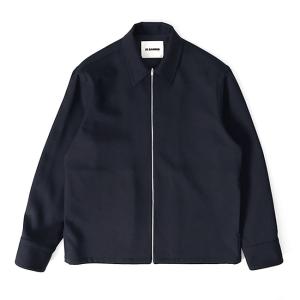 JIL SANDER ジルサンダー ウールギャバジン ジップジャッケット J22DL0249 J40002 シャツジャケット 紺 ネイビー メンズ