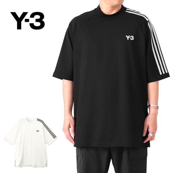 Y-3 ワイスリー 3ストライプス オーバーサイズ ロゴ Tシャツ H63065 HZ8871 黒 ...