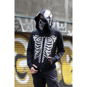 スカルパーカー ドクロ パーカ SKULL BONE PARKA ロック ファッション ユニセックス  ESTILO パーカー （フェイスカバー付） ジップアップ