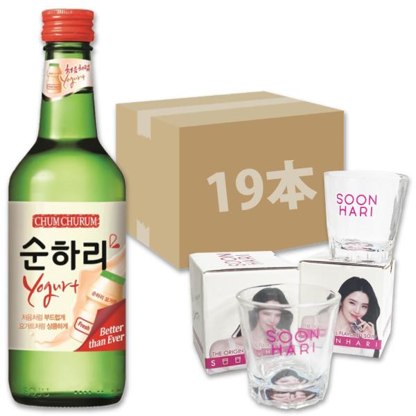 ロッテ スナリ ヨーグルト 360ml 19本 + ハンソヒ焼酎グラス 2個セット / 韓国焼酎 チ...