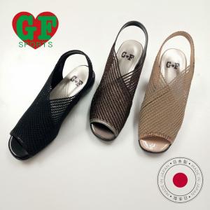 サンダル メッシュ ストレッチ素材 涼しげ バックストラップ ゴールデンフット サンダル 幅広 3E 歩きやすいサンダル 婦人靴 レディースシューズ