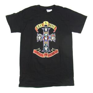 GUNS N ROSES ガンズ アンド ローゼス CROSS T-SHIRTS クロス プリント Ｔシャツ メンズ レディース ブラック GNR1112｜goldentijuana