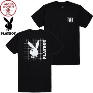 40%OFF GOOD WORTH グッドワース PLAYBOY BUNNY GRID TEE プレイボーイ バニー グリッド T-SHIRTS Tシャツ プリント カットソー メンズ レディース ブラック｜goldentijuana