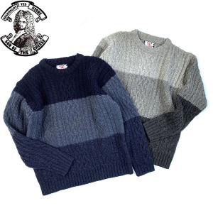 SALE SON OF THE CHEESE サノバチーズ SC1420-KN04 FISH MANS KNIT フィッシュマンズ ニット ローゲージ セーター ネイビー グレー 送料無料 セール｜goldentijuana