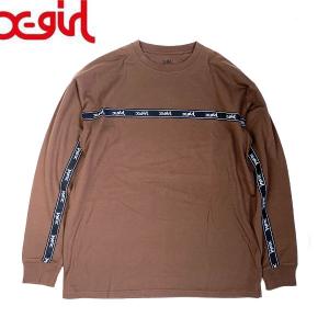 SALE X-GIRL エックスガール 05193130 LOGO TAPE L/S BIG T-SHIRTS ロゴ テープ 長袖 ビッグ Ｔシャツ レディース ブラウン セール｜goldentijuana