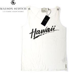 SALE MAISON SCOTCH メゾン スコッチ HAWAII TANK TOP ハワイ タンクトップ ノースリーブ メンズ レディース ホワイト セール｜goldentijuana