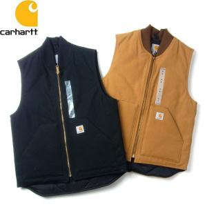 CARHARTT カーハート V01 DUCK WORK VEST ダック ワーク ベスト 中綿 キルティング メンズ レディース ブラック カーハートブラウン 2カラー 送料無料｜goldentijuana