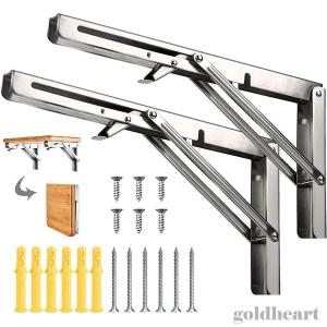 棚受け 金具 L字型 ステンレス 鋼折りたたみ 式 棚 受け 金具 折り畳み金具 省スペースのDIY折りたたみテーブル 金具取付 ねじ付き 2本セット