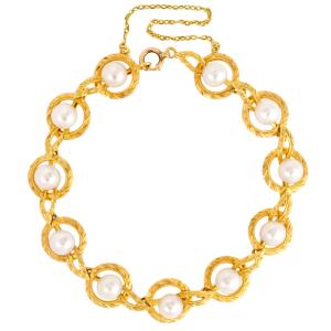 ミキモト MIKIMOTO パール 5.5mm あこや真珠 ブレスレット K14YG｜goldplazajp