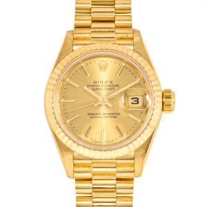 ロレックス ROLEX 69178 デイトジャスト W番 腕時計 自動巻 シャンパン文字盤 K18YG 金無垢 レディース