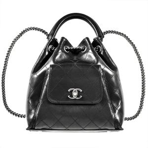 シャネル CHANEL マトラッセ リュック ブラック シルバー金具 巾着 ココマーク