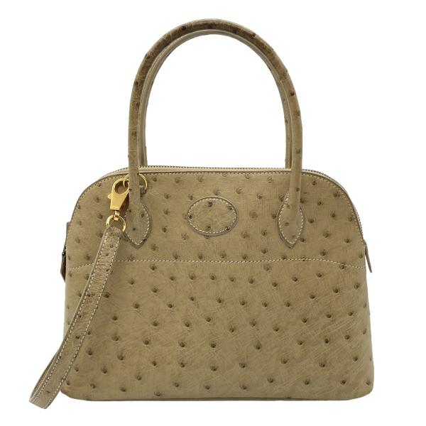 エルメス HERMES ボリード 27 ハンドバッグ オーストリッチ □B刻印 ベージュ
