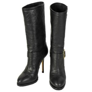 ジミーチュウ JIMMY CHOO 247Biker Ulined バイカー ヒール エンジニア ブーツ 36.5サイズ(日本サイズ23.5cm) ブラック レザー ラバー レディース｜goldplazajp