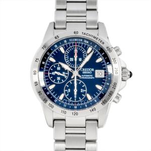 セイコー SEIKO 6S78-0A10 クレドール フェニックス クロノグラフ 腕時計 自動巻 ネイビー文字盤 メンズ