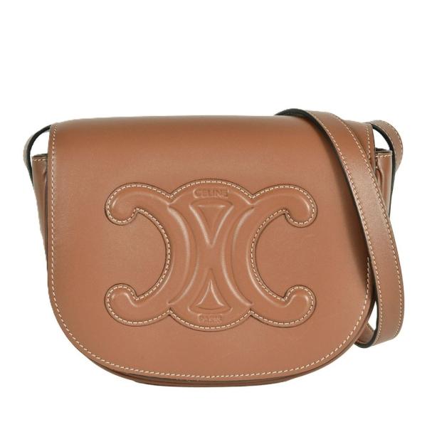 セリーヌ CELINE フォルコキュイル トリオンフ ショルダーバッグ カーフスキン ブラウン ゴー...