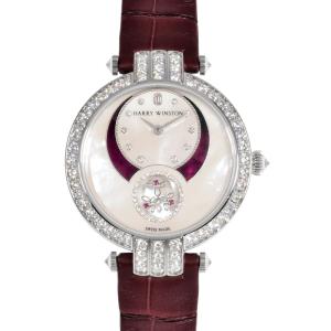 ハリーウィンストン HARRY WINSTON PRNASS36WW001 プルミエール 腕時計 ホワイト＆バーガンディシェル文字盤 36mm 金無垢 K18WG メンズ