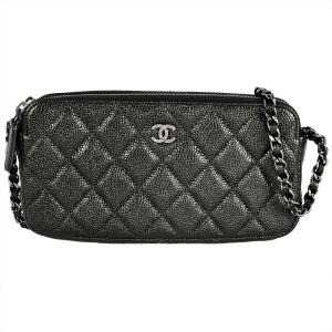 シャネル CHANEL マトラッセ ミニ チェーンウォレット ショルダーバッグ キャビアスキン A82527 ブラック 8桁23番台 ココマーク