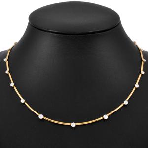 ギメル Gimel ステーション ネックレス ダイヤモンド 2.165ct K18YG 7.3g イエローゴールド 42cm グラデーション レディース