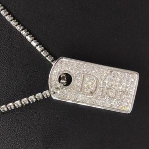 ディオール Dior ネックレス シルバー CDロゴ キューブ ラインストーン