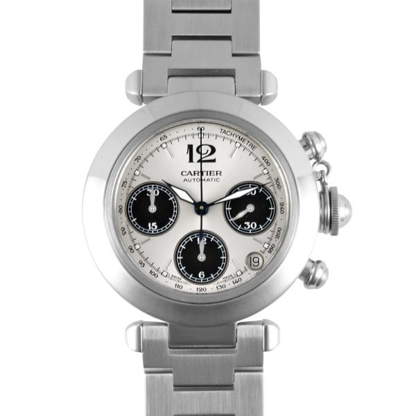 カルティエ Cartier W31048M7 パシャC クロノグラフ 腕時計 自動巻 シルバー文字盤...