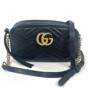 グッチ GUCCI GGマーモント ショルダーバッグ レザー 446744 ブラック